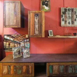 Composizione per il living modello Parete soggiorno industrial recicle di Outlet etnico in Offerta Outlet