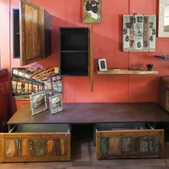 Composizione per il living modello Parete soggiorno industrial recicle di Outlet etnico in Offerta Outlet