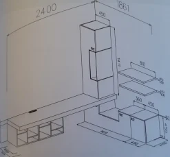 Composizione per il soggiorno modello Club 36 angolo di Duebitalia in Offerta Outlet