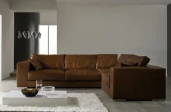 Divano angolare pelle in misto piuma  Md work a prezzo scontato