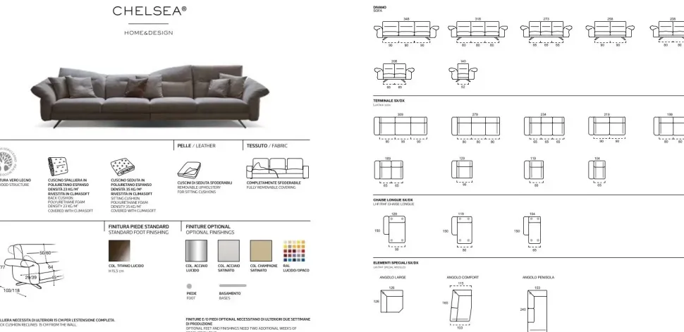 Divano Chelsea tessuto in poliuretano Rosini in Offerta Outlet