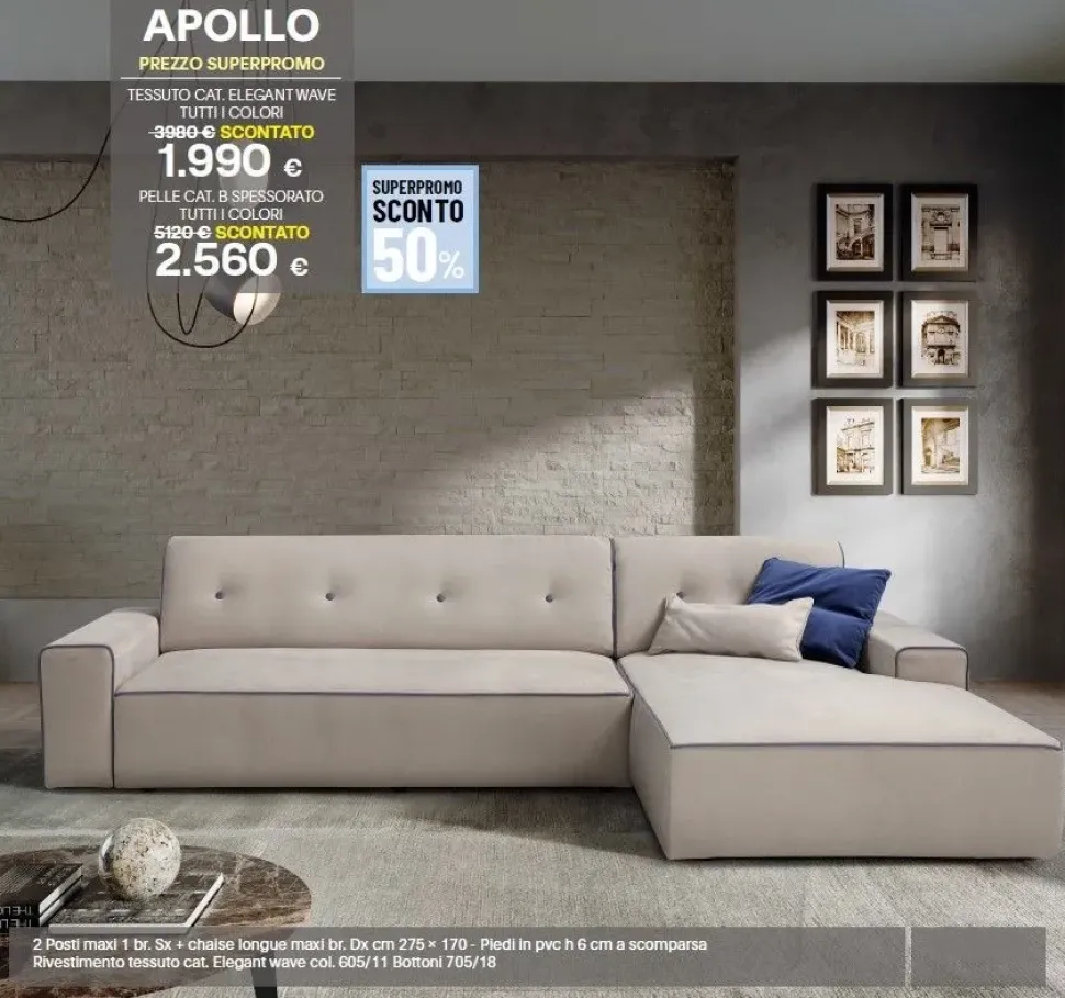 Divano con penisola Apollo di Sofangel a prezzo scontato
