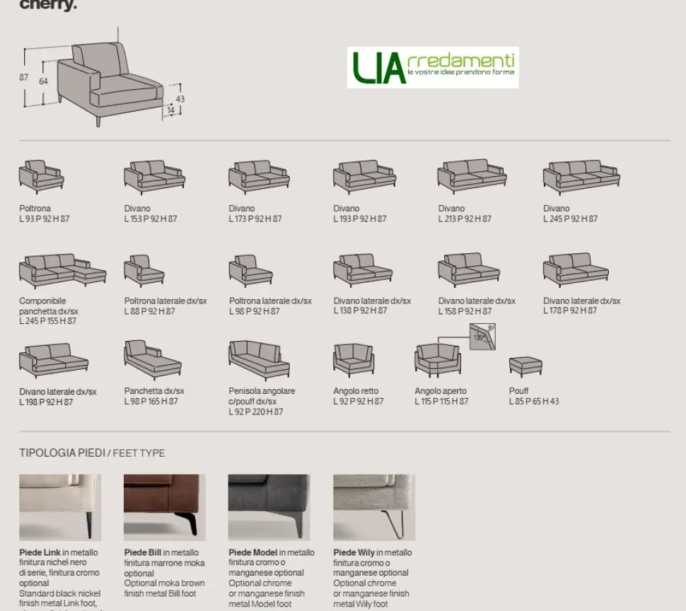 Divano Con penisola Cherry Samoa a 1150 Euro