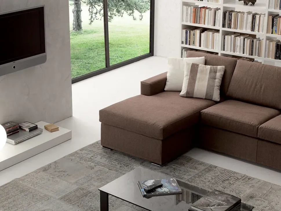 Divano con penisola in Tessuto Smeraldo Crippa divani&letti