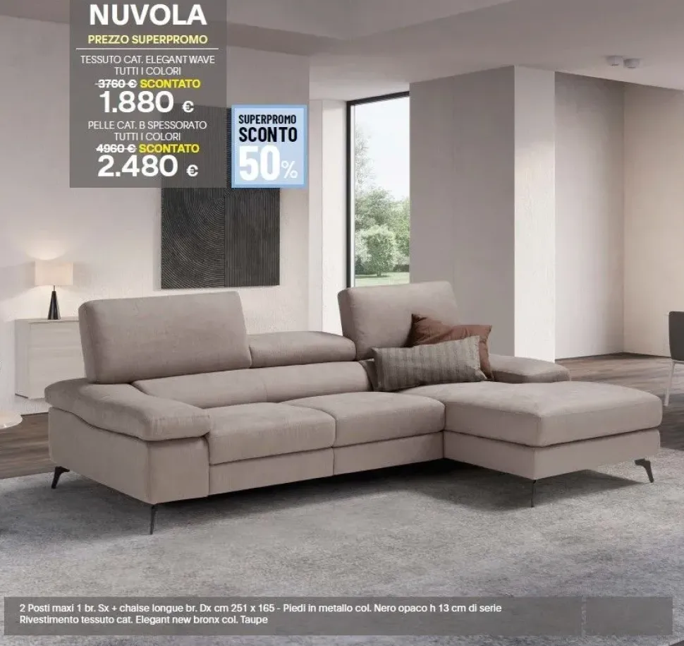 Divano con penisola Nuvola Sofangel: con uno SCONTO ESCLUSIVO del 50%