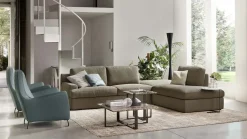 Divano con penisola tessuto modello Oxford regular di Rosini