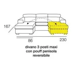 Divano con penisola tessuto in poliuretano  Salvetti a prezzo Outlet