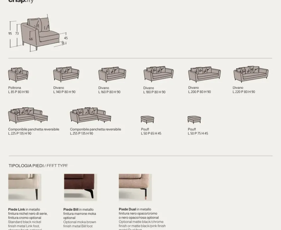 Divano Crisp in Tessuto Samoa a prezzo scontato