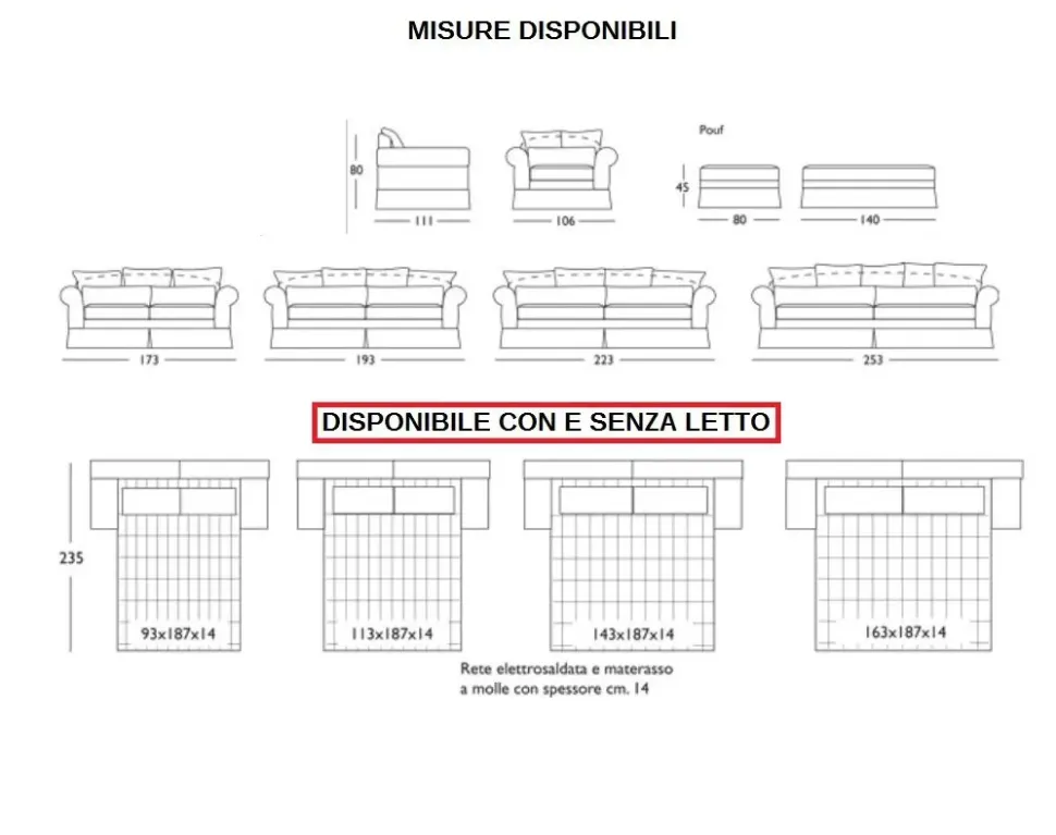 Divano Divano diversi colori di rivestimento piuma Md work in Tessuto a 3790€