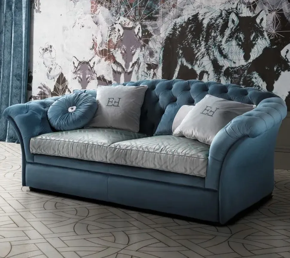 Divano Divano velluto completo di cuscineria vari colori in Tessuto non sfoderabile di Md work scontato 45%