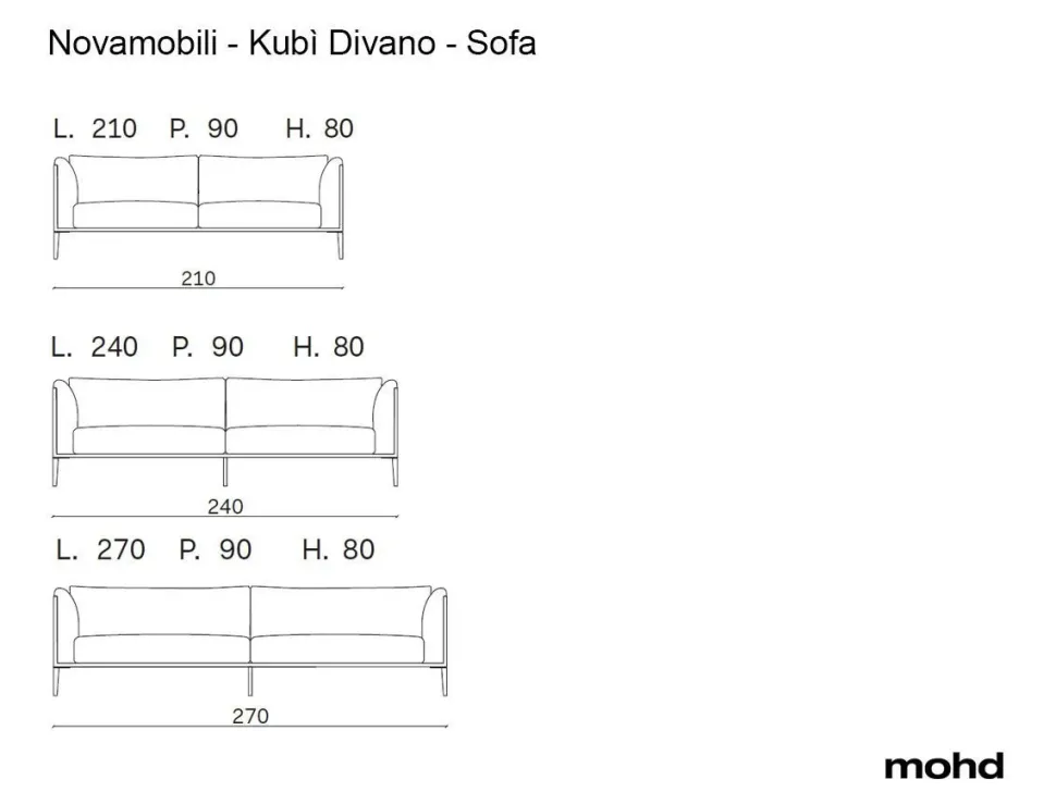 Divano Kubì Novamobili in Tessuto a 2750€