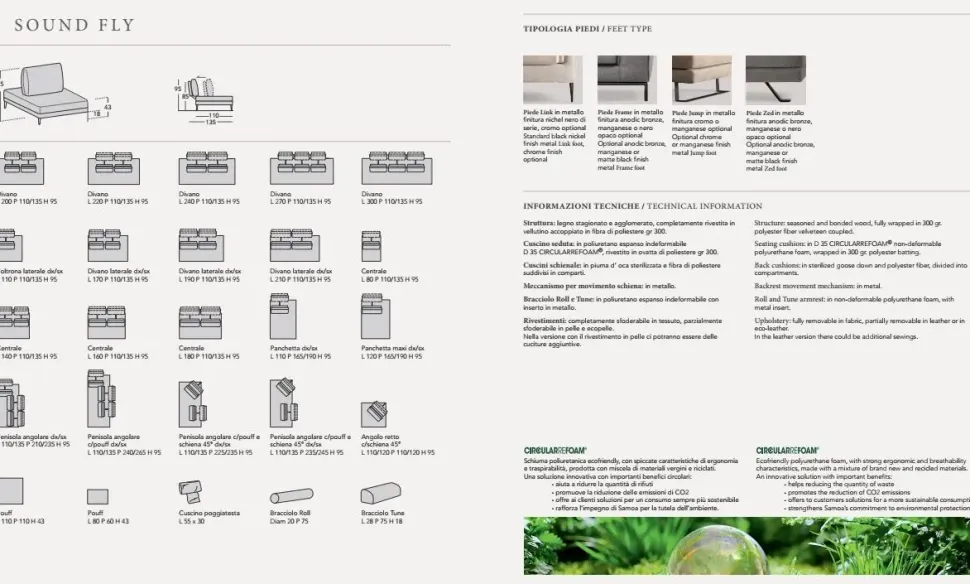 Divano Sound fly in Tessuto Samoa a prezzo scontato