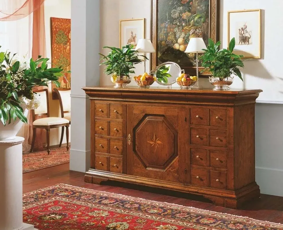 Madia Credenza in noce massello con cassettini in promo-sconto del 55% di Artigianale a prezzi outlet