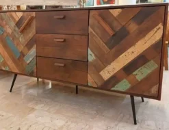 Madia di Outlet etnico in legno Madia ante e tre cassetti rennes industrial in legno in Offerta Outlet