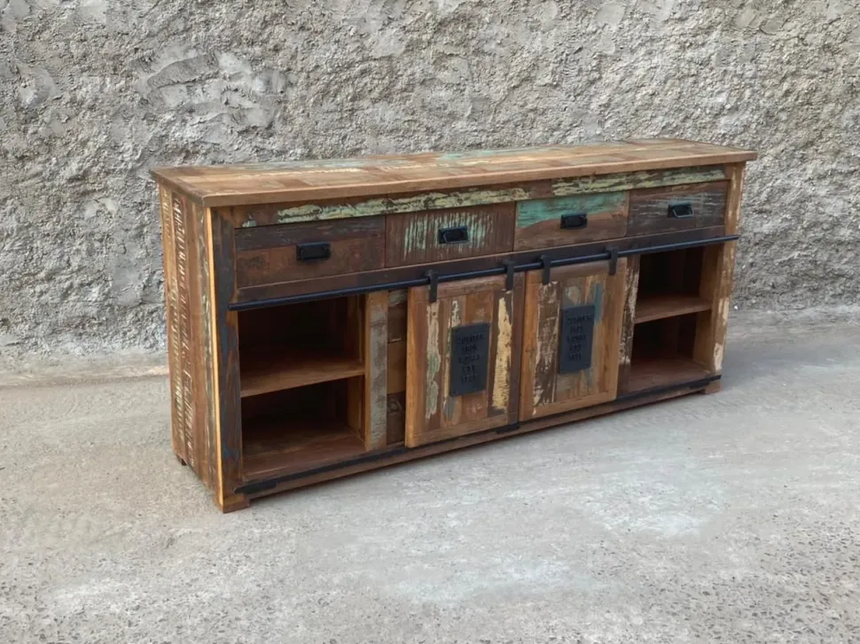 Madia in stile moderno Madia 10cassetti e due ante scorrevoli jupiter vintage di Outlet etnico a prezzo scontato