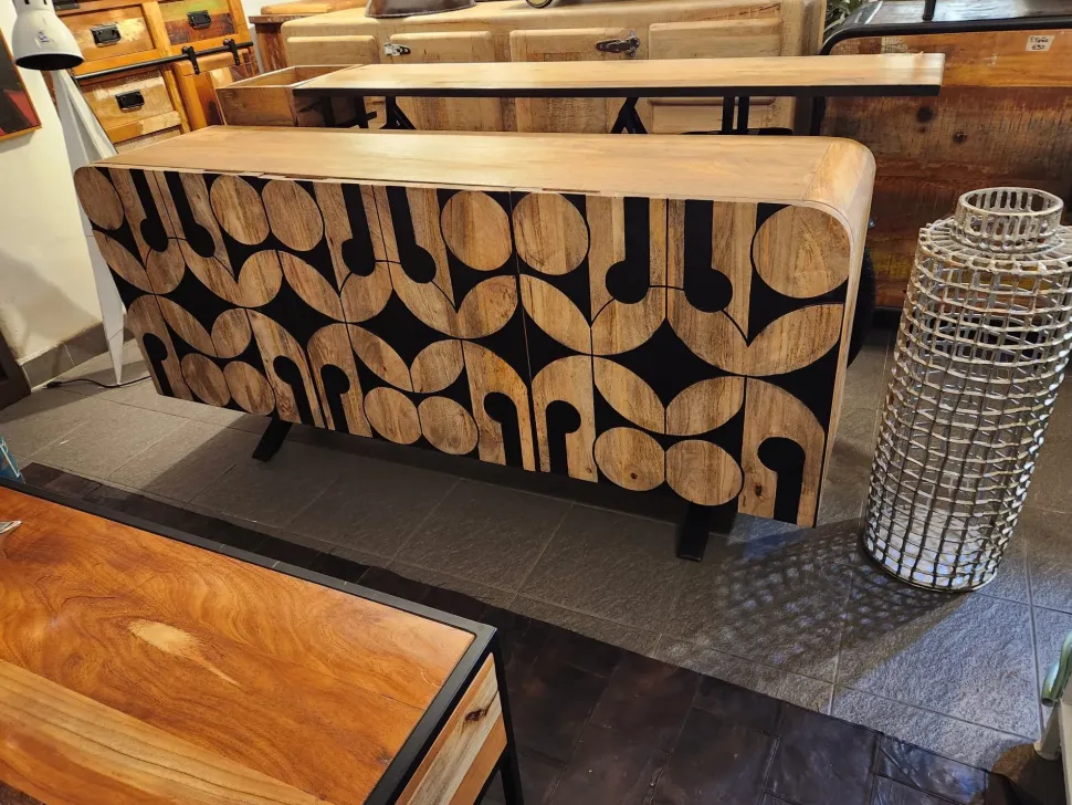 Madia Madia nagoya etnica vintage industrial black e wood in offerta in stile design di Outlet etnico in Offerta Outlet