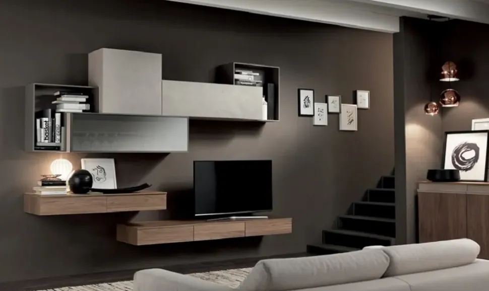 Mobile componibile Gierre mobili Mobile-living finitura calce scontato del 40% PREZZI OUTLET