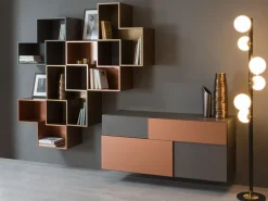 Mobile soggiorno modello Credenza fly deco e mensole cube outlet di Diotti.com scontato -45%