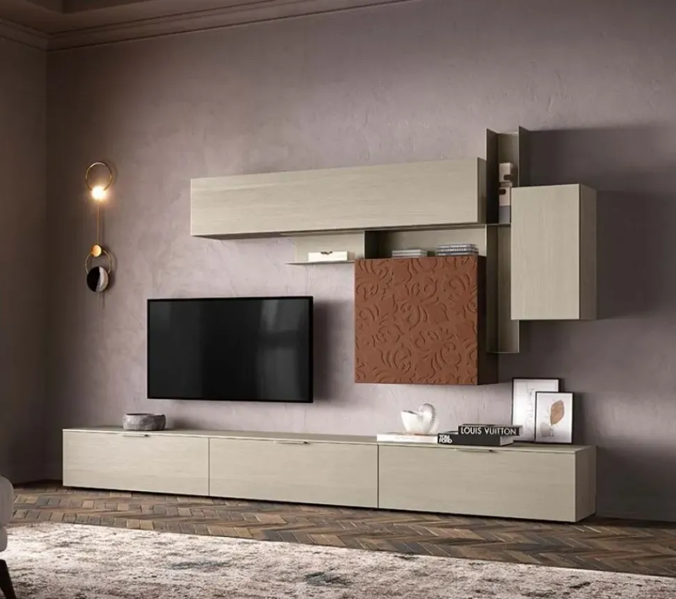 Parete attrezzata Cenere Mercantini in stile design a prezzo scontato