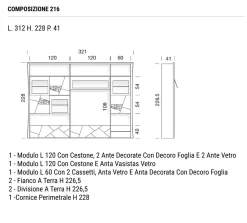 Parete attrezzata Collezione decor Modo 10 in stile classico a prezzo ribassato