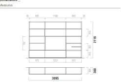 Parete attrezzata Composizione soggiorno aura 040 Santalucia in stile design a prezzo scontato