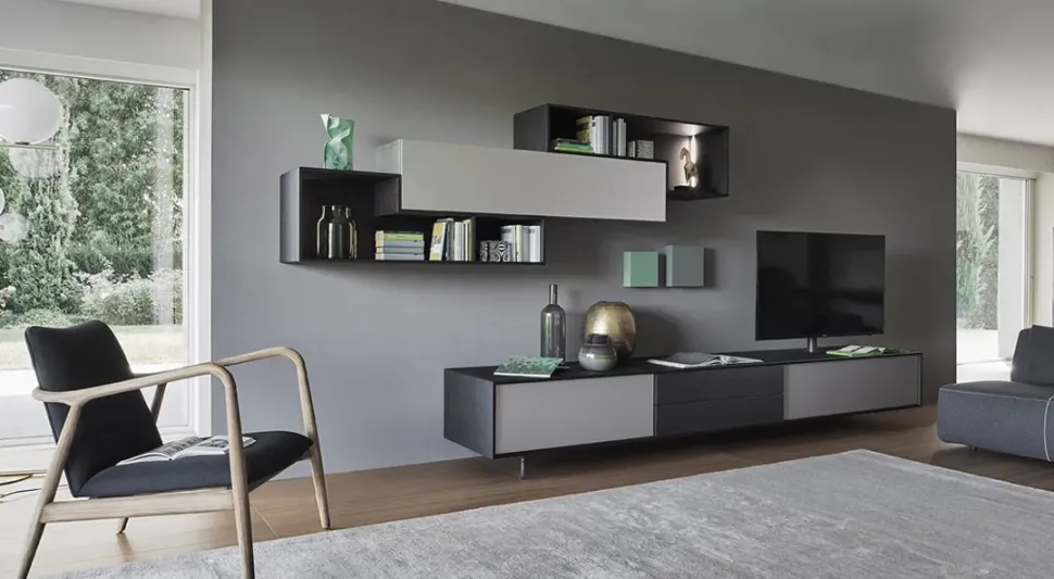 Parete attrezzata Composizione lampo della firma Sangiacomo con uno sconto esclusivo