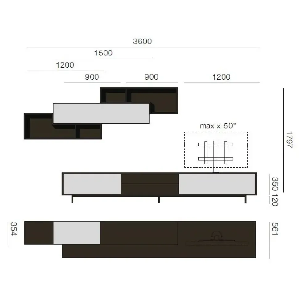 Parete attrezzata Composizione lampo della firma Sangiacomo con uno sconto esclusivo