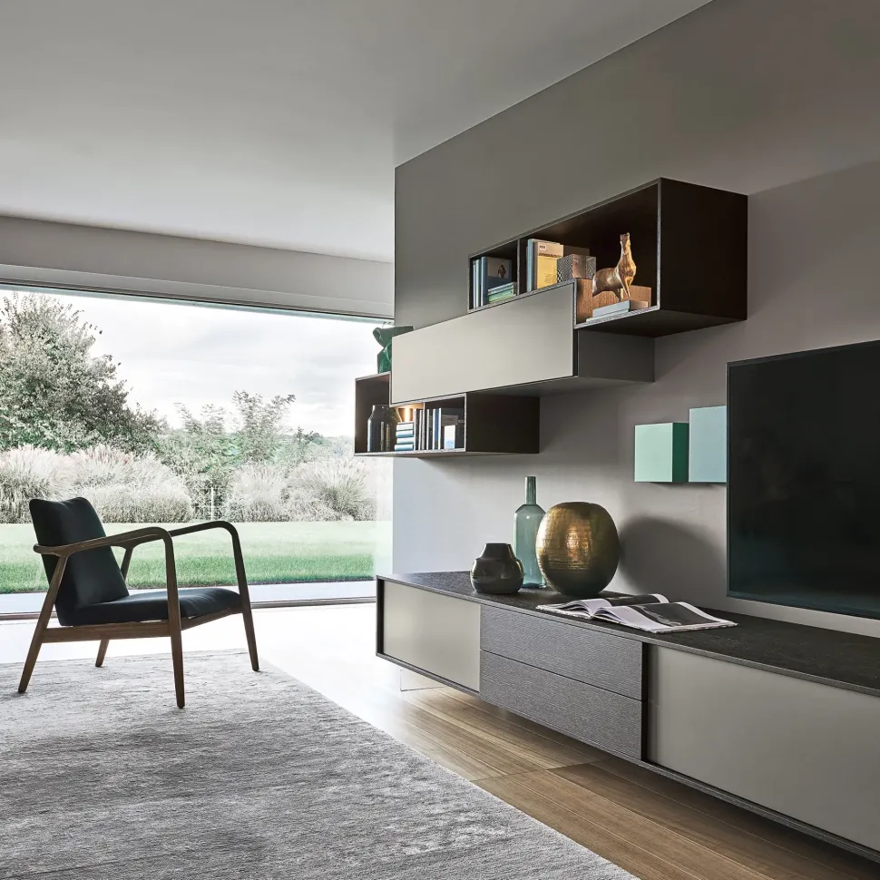 Parete attrezzata Composizione lampo della firma Sangiacomo con uno sconto esclusivo