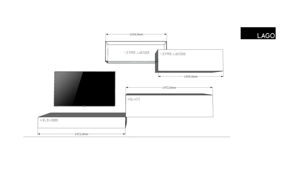 Parete attrezzata 36e8 lago tv Lago in stile design a prezzo ribassato