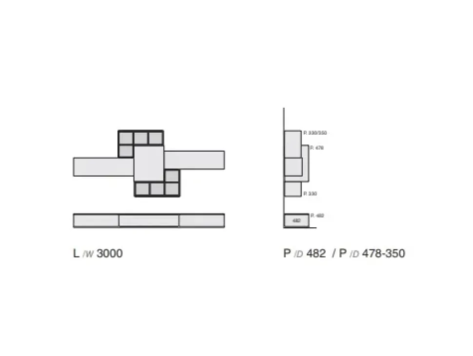 Parete attrezzata Favero Composizione Riflessi - 3RF 2000