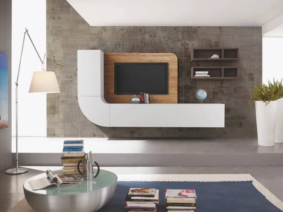 Parete attrezzata in laminato materico stile design Velvet Artigianmobili