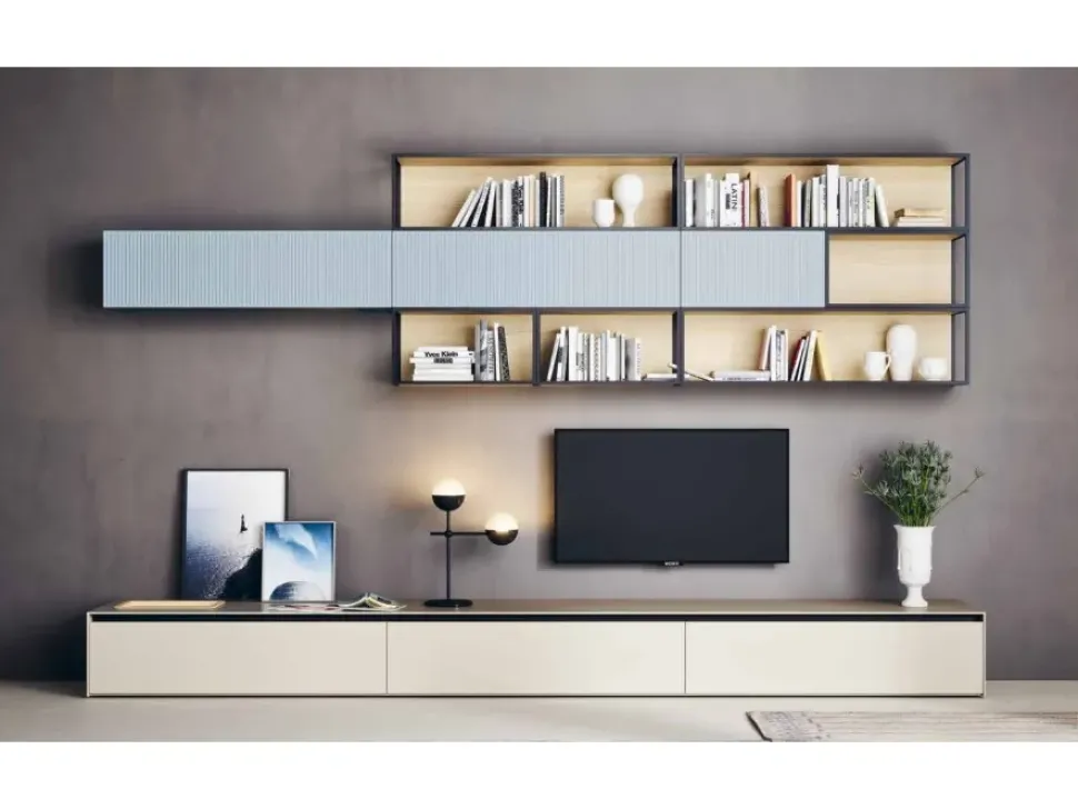 Parete attrezzata in legno stile moderno Outline o-03 Novamobili