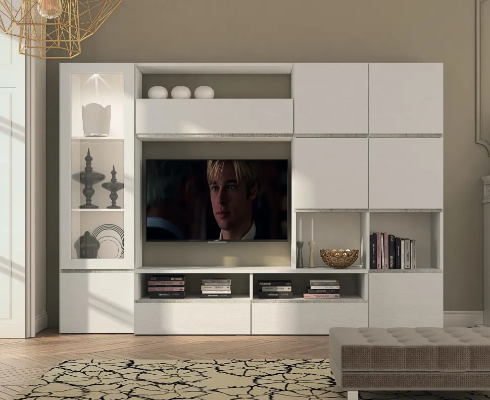 Parete attrezzata in stile moderno Lions linea white 3 di Collezione esclusiva in Offerta Outlet