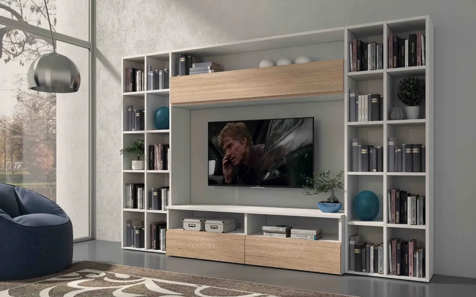 Parete attrezzata in stile moderno Cube s05 di Collezione esclusiva in Offerta Outlet