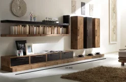 Parete attrezzata in stile design Outlet etnico in legno Offerta Outlet