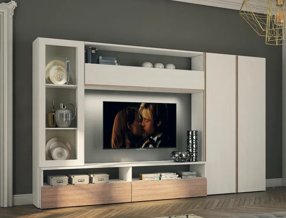 Parete attrezzata in stile moderno Oak 2 di Collezione esclusiva a prezzo Outlet