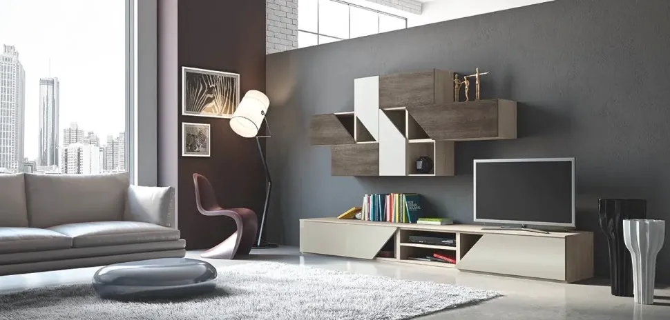 Parete attrezzata in stile design Artigianmobili in laccato opaco Offerta Outlet