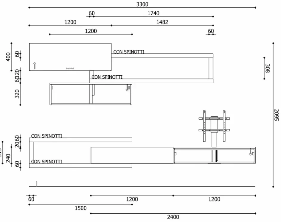 Parete attrezzata Lampo di Sangiacomo scontata del 30%