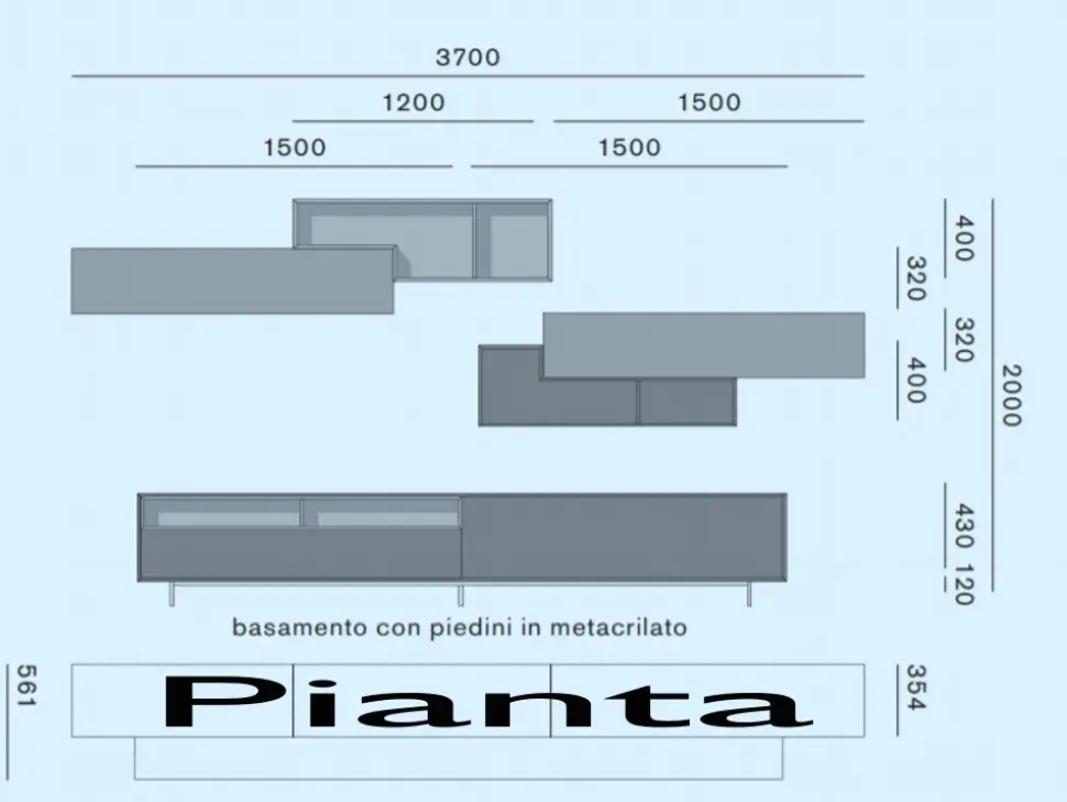 Parete attrezzata Lampo di Sangiacomo scontata del 25%