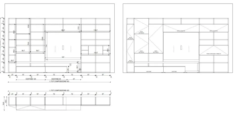 Parete attrezzata Libreria modo di Sangiacomo in OFFERTA OUTLET