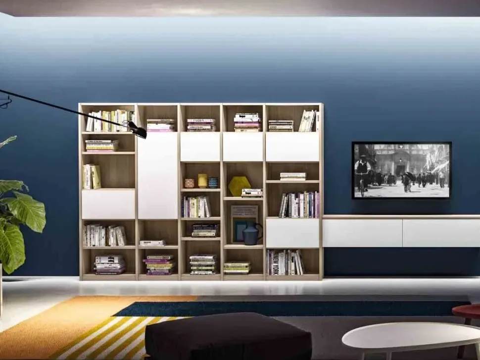 Parete attrezzata Living 32 Akanto in stile design a prezzo scontato