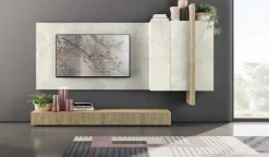 Parete attrezzata Nuovi mondi  effetto  materico in Offerta Outlet