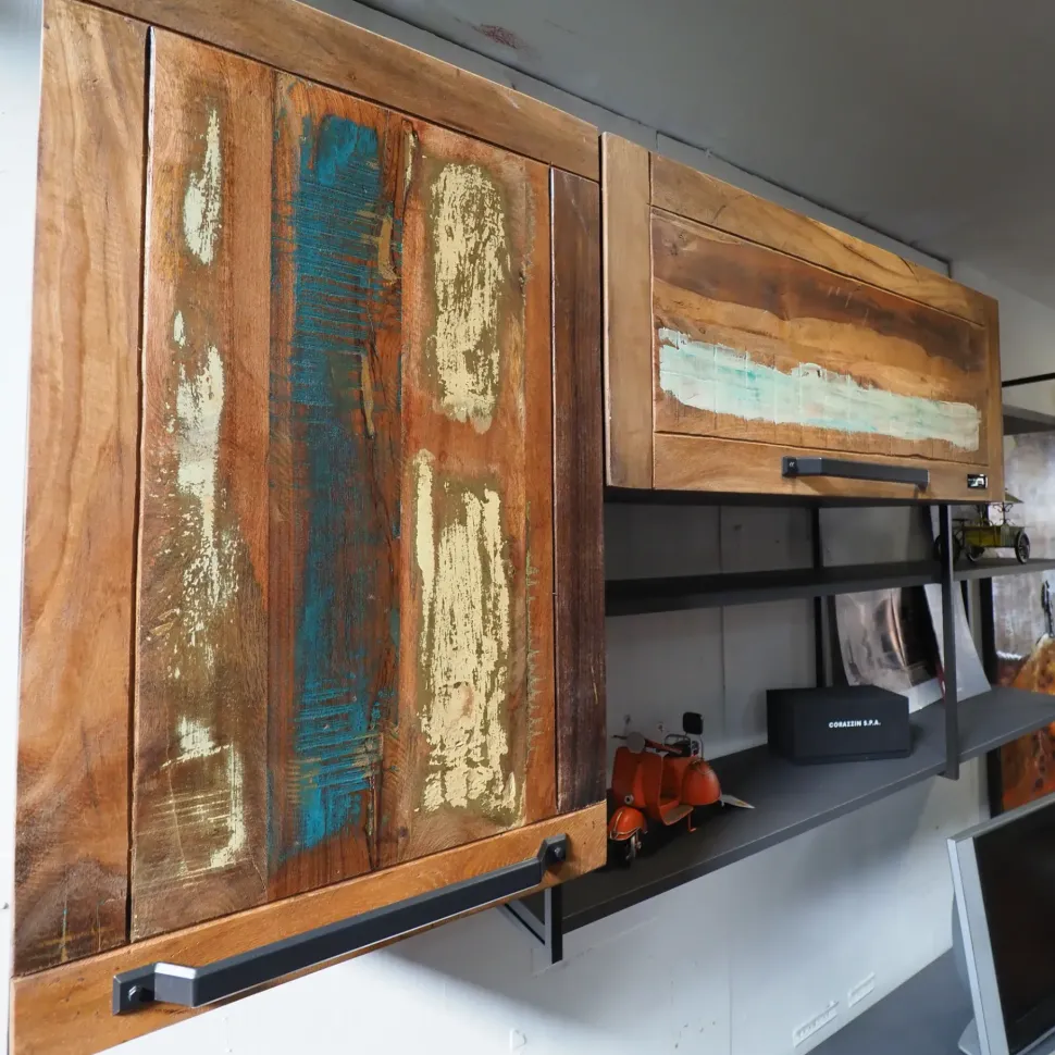 Parete attrezzata Parete soggiorno industrial e legno di Nuovi mondi collection in OFFERTA OUTLET