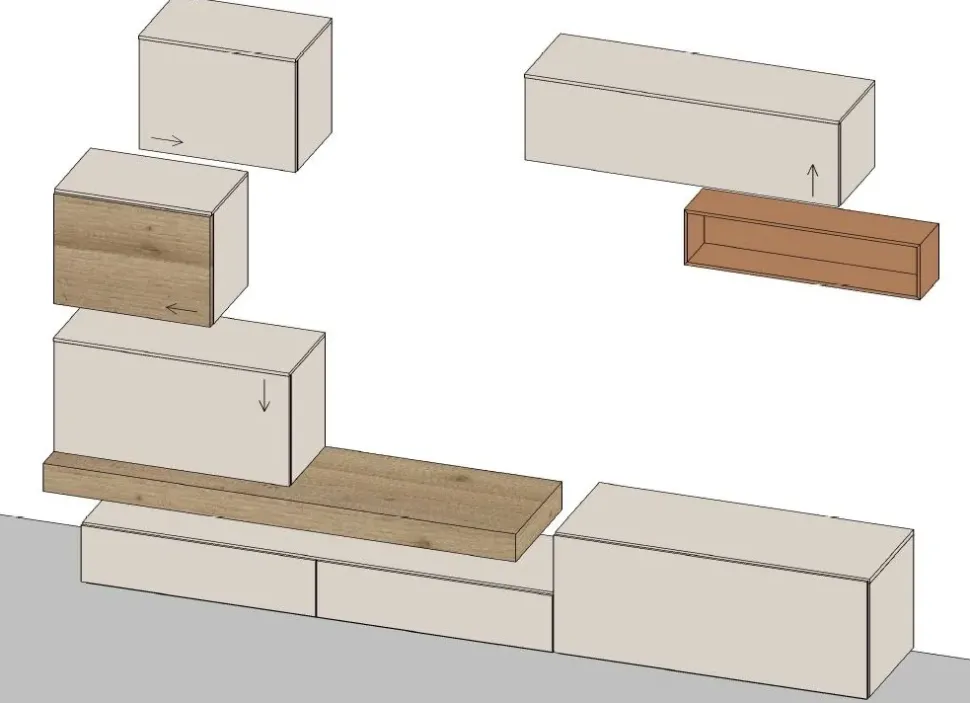 Parete attrezzata Parete soggiono santa lucia decorativo e legno nodato di Santalucia in OFFERTA OUTLET