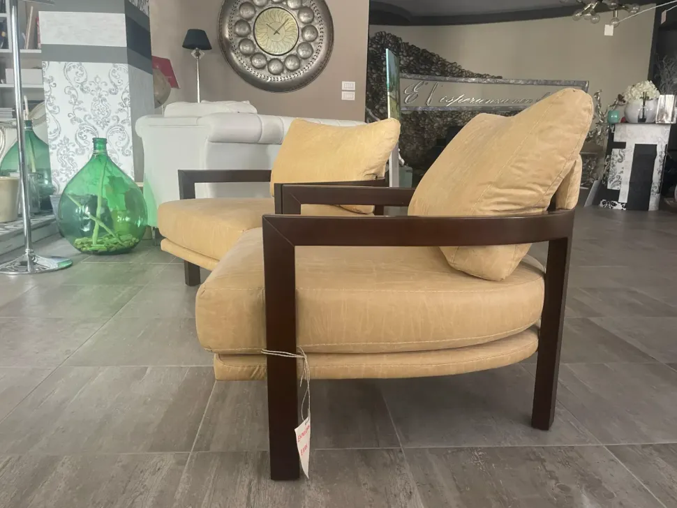 Poltrona in stile rustica Poltrone in pelle vintage Artigianale in Offerta Outlet