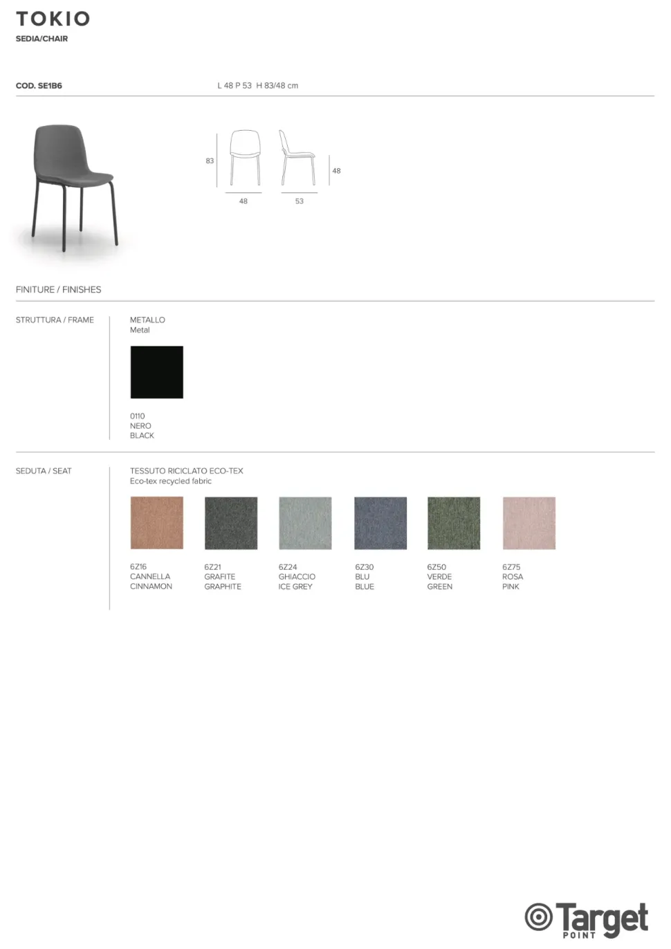 Sedia con schienale basso modello Tokio a prezzo riservato