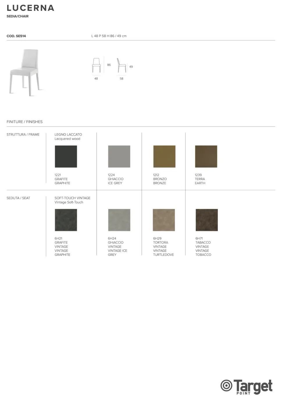 Sedia da cucina realizzata in tessuto Lucerna di Target point