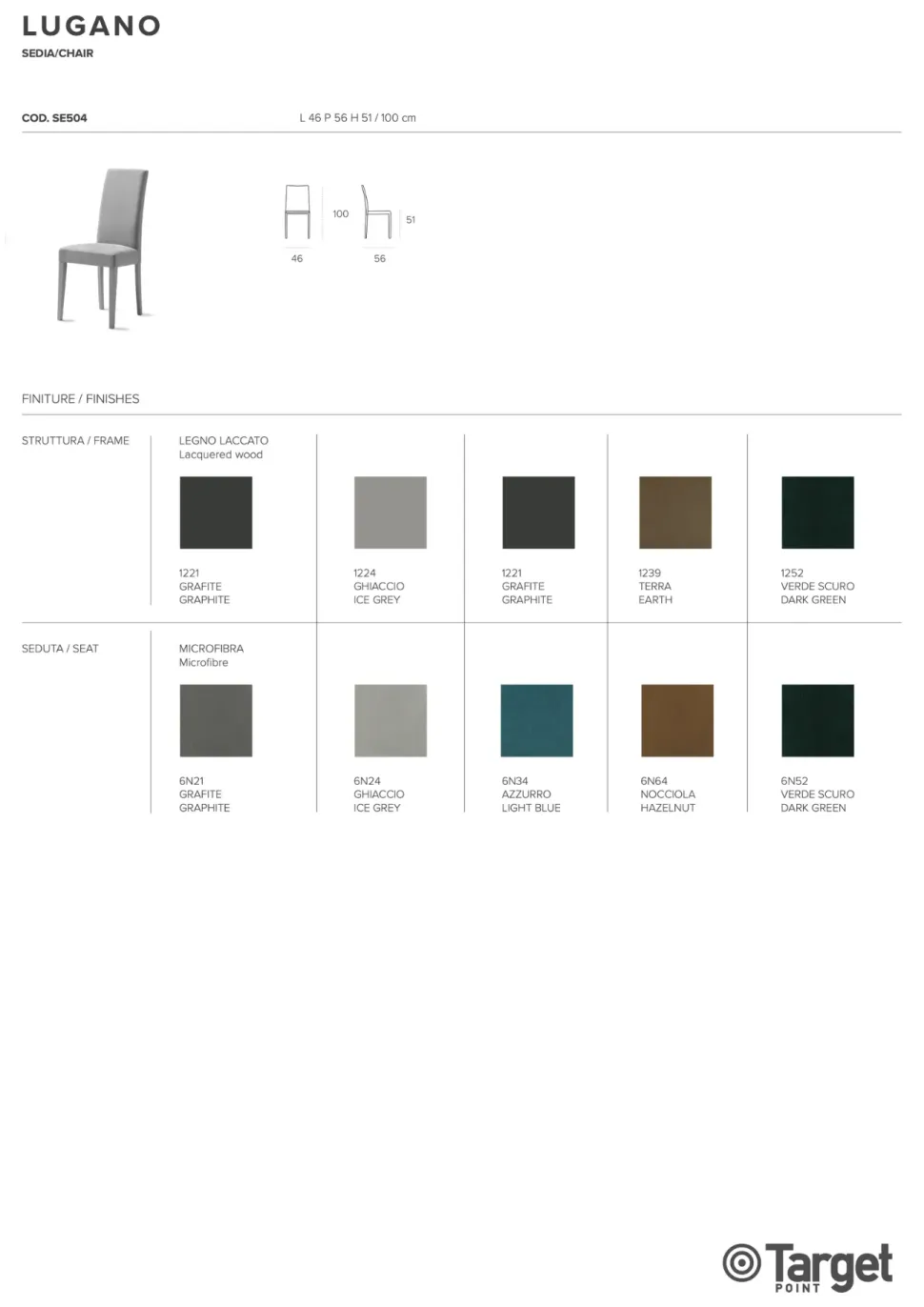 Sedia da soggiorno realizzata in legno Lugano di Target point