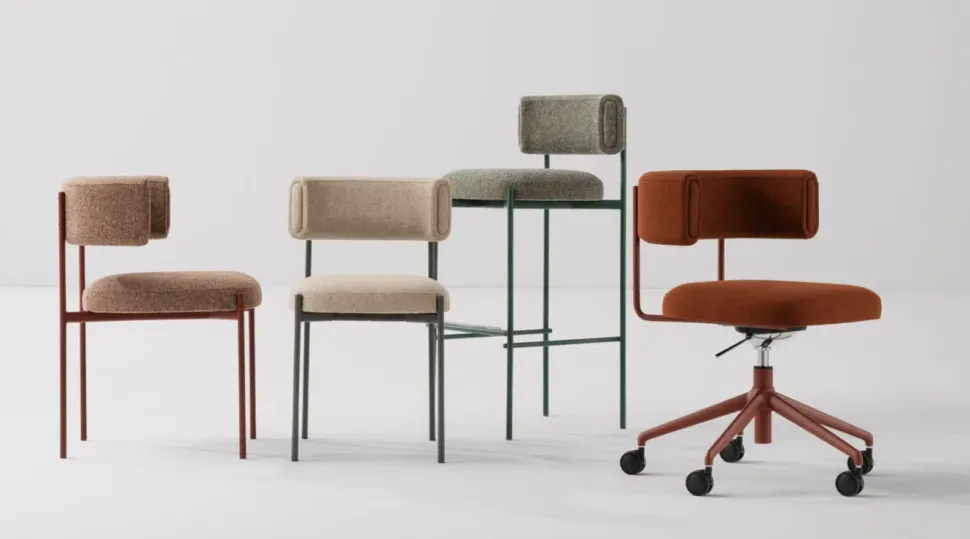 Sedia in tessuto fissa Amelie in Offerta Outlet