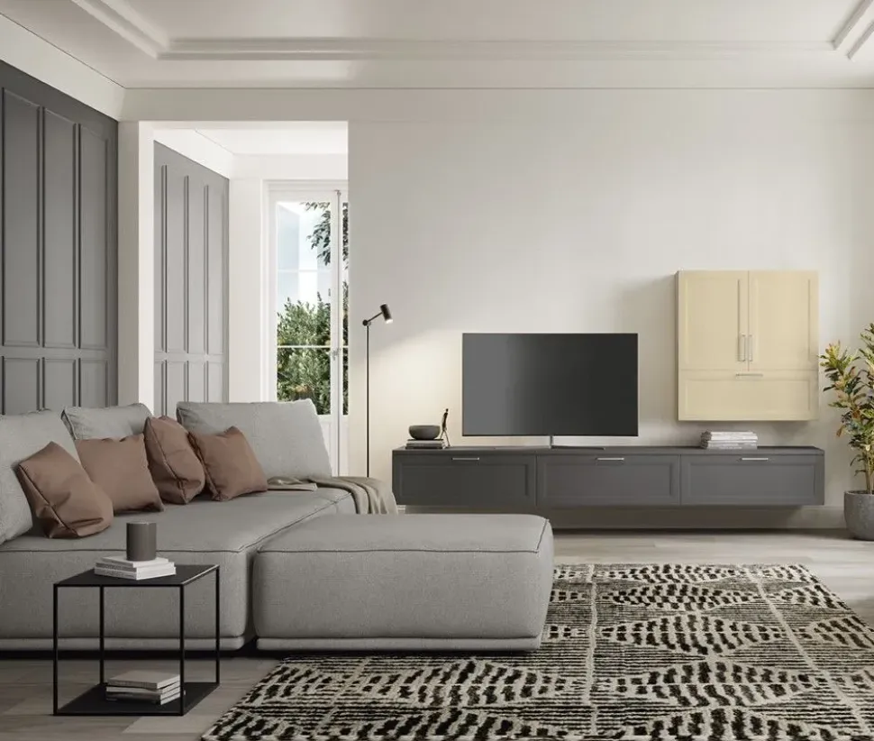 Soggiorno completo Arcadia as 102 di Febal in laminato opaco in Offerta Outlet